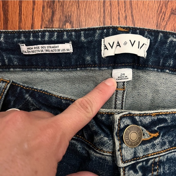 NWT Plus Size Ava & Viv Womens High-Rise 90's Straight Leg Jeans‎ Blue Denim 24 - Picture 4 of 11